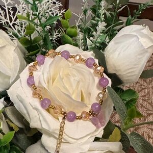 Elegant Purple and Gold Beaded Bracelet